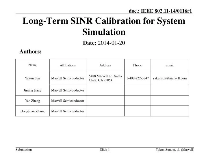 long term sinr calibration for system simulation