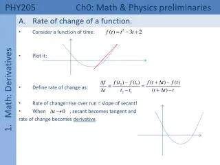 PHY205 	 Ch0: Math &amp; Physics preliminaries
