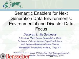 Semantic Enablers for Next Generation Data Environments: Environmental and Disaster Data Focus