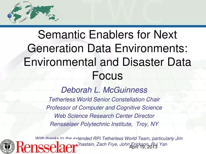 semantic enablers for next generation data environments environmental and disaster data focus
