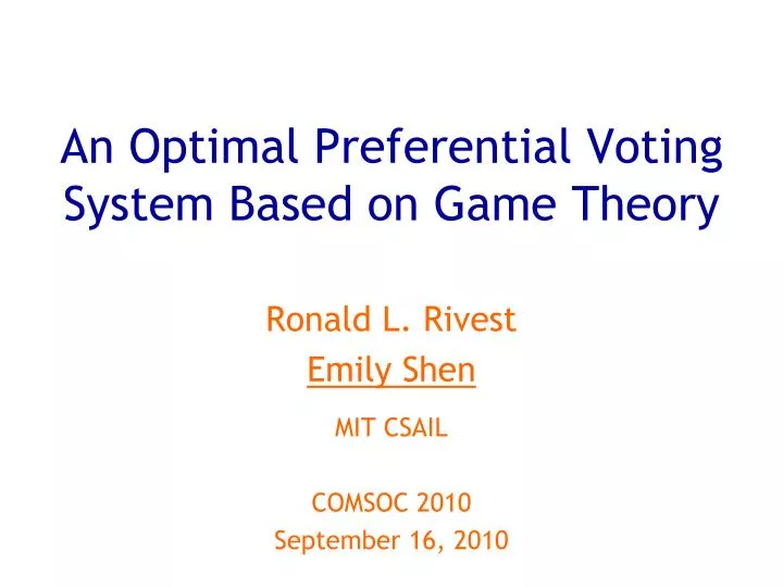 an optimal preferential voting system based on game theory