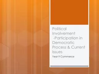 Political Involvement -Participation in Democratic Process &amp; Current Issues