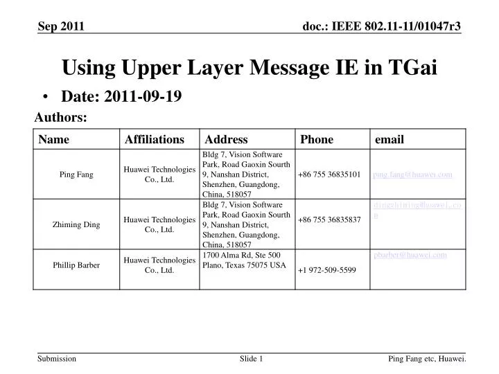 using upper layer message ie in tgai
