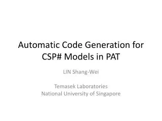 Automatic Code Generation for CSP# Models in PAT