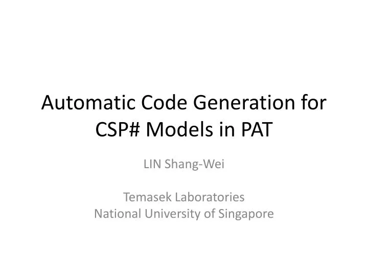 automatic code generation for csp models in pat