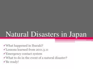 Natural Disasters in Japan