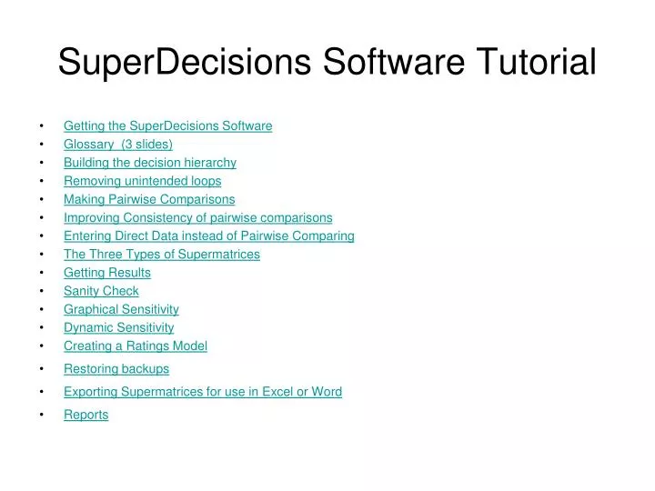 superdecisions software tutorial