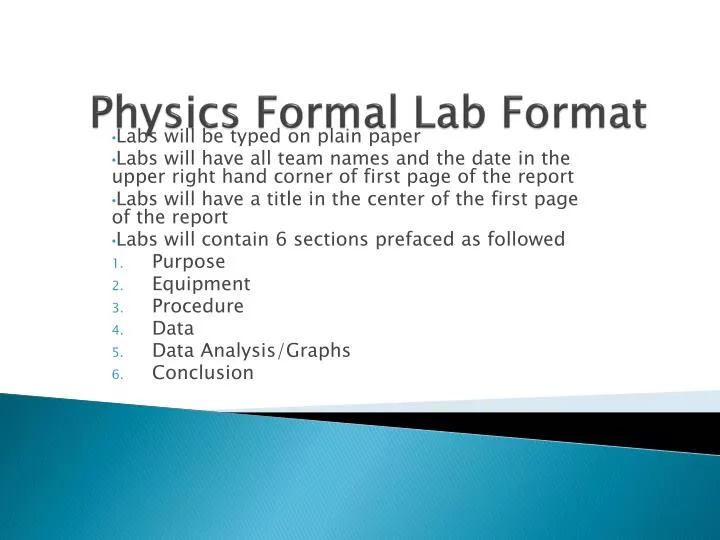 physics formal lab format