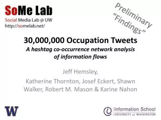 30,000,000 Occupation Tweets A hashtag co-occurrence network analysis of information flows