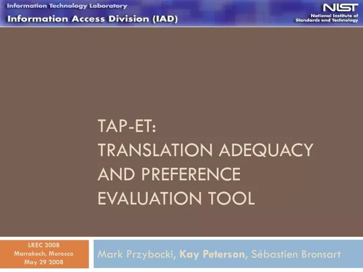 tap et translation adequacy and preference evaluation tool