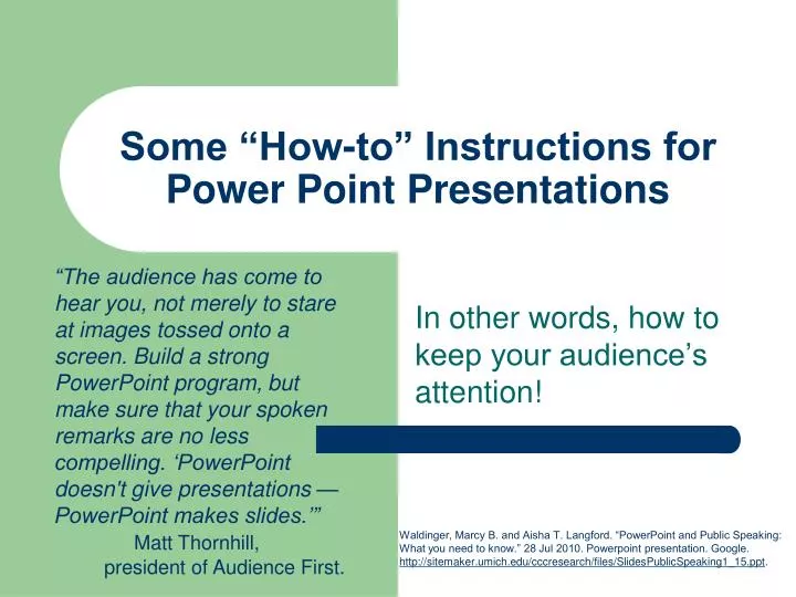 some how to instructions for power point presentations