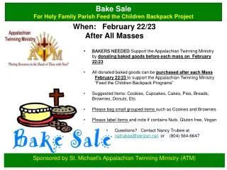 Sponsored by St. Michael's Appalachian Twinning Ministry (ATM)