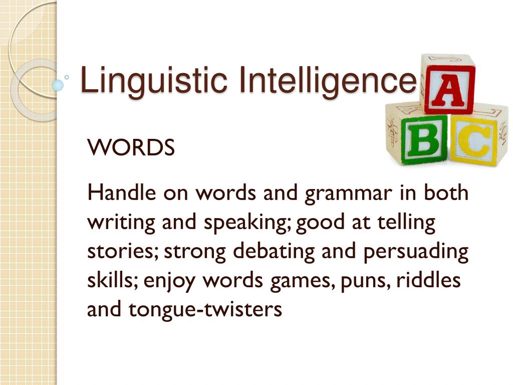 PPT - Linguistic Intelligence PowerPoint Presentation, free download ...