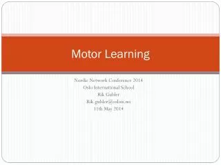 Motor Learning