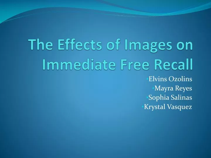 the effects of images on immediate free recall