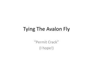Tying The Avalon Fly