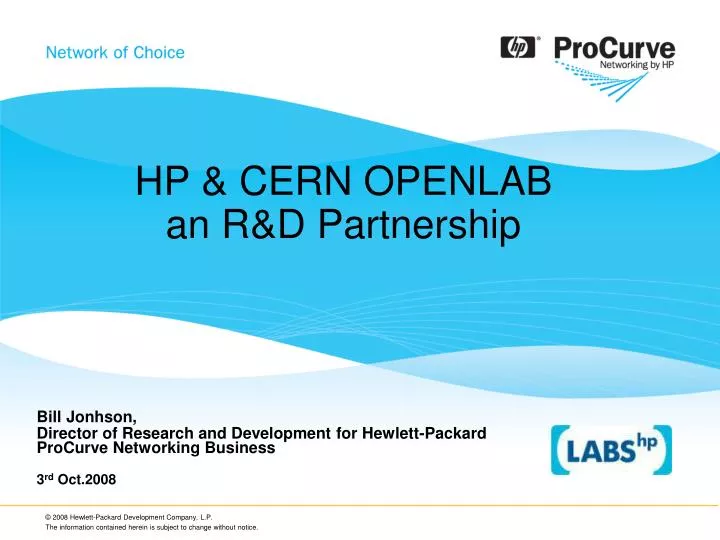 hp cern openlab an r d partnership