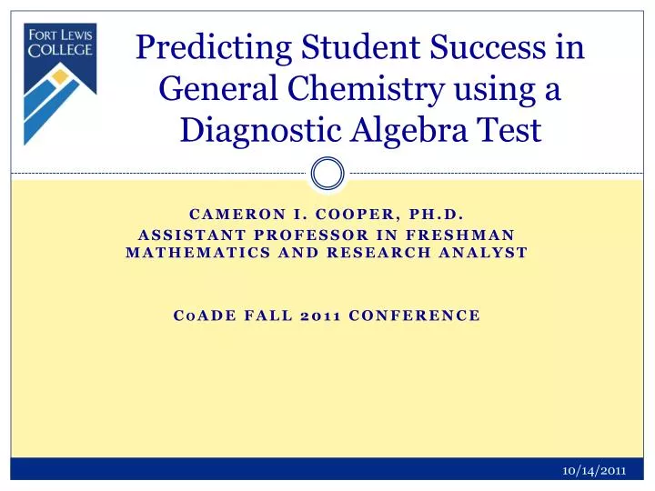 predicting student success in general chemistry using a diagnostic algebra test