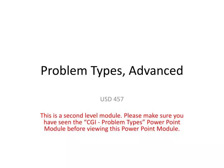 problem types advanced