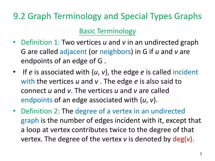 9 2 graph terminology and special types graphs