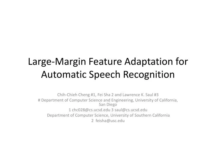 large margin feature adaptation for automatic speech recognition