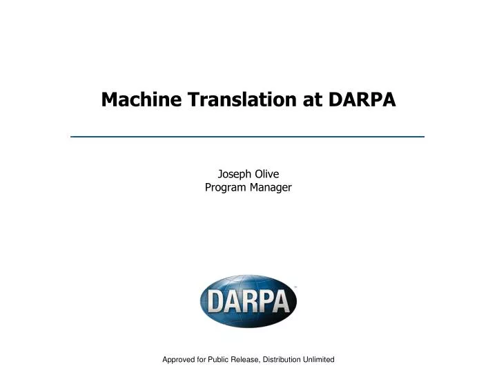 machine translation at darpa