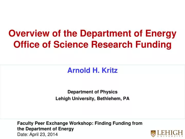 overview of the department of energy office of science research funding