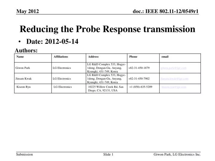 reducing the probe response transmission
