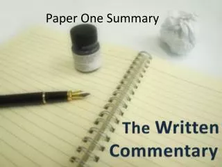 Paper One Summary