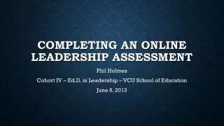 completing an online Leadership assessment