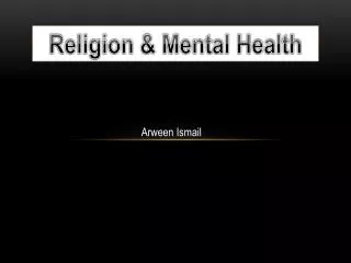 Religion &amp; Mental Health