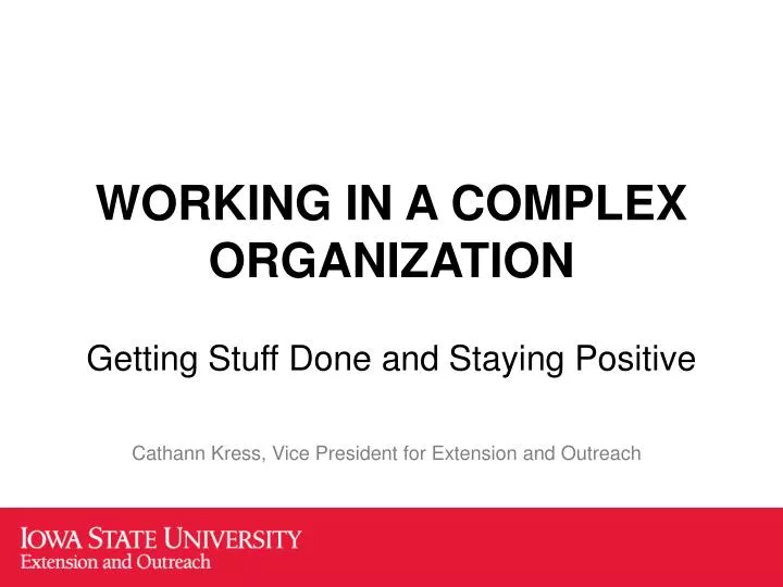 working in a complex organization