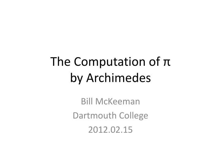 the computation of by archimedes