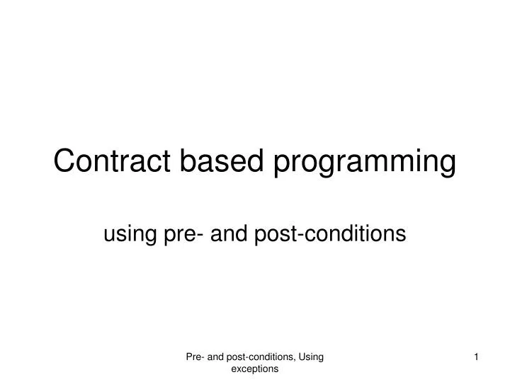 contract based programming