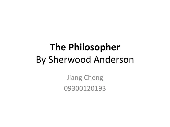 the philosopher by sherwood anderson