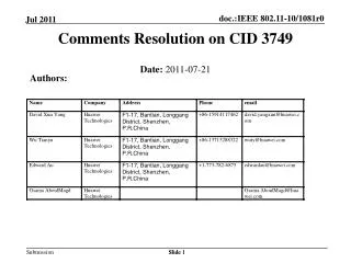 Comments Resolution on CID 3749