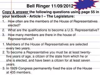 Bell Ringer 11/09/2012