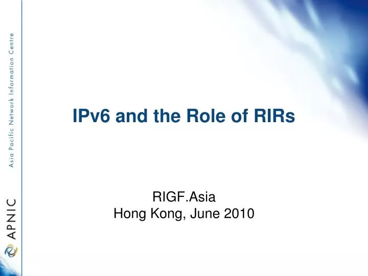 ipv6 and the role of rirs