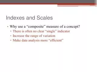 Indexes and Scales