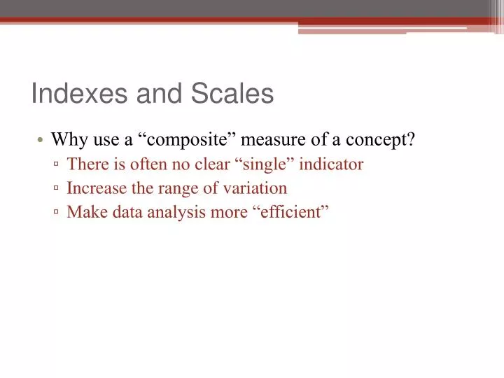 indexes and scales