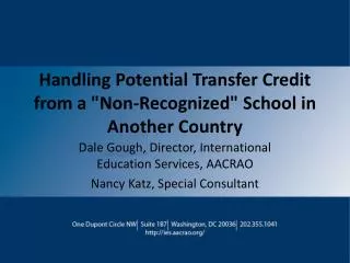 Handling Potential Transfer Credit from a &quot;Non-Recognized&quot; School in Another Country