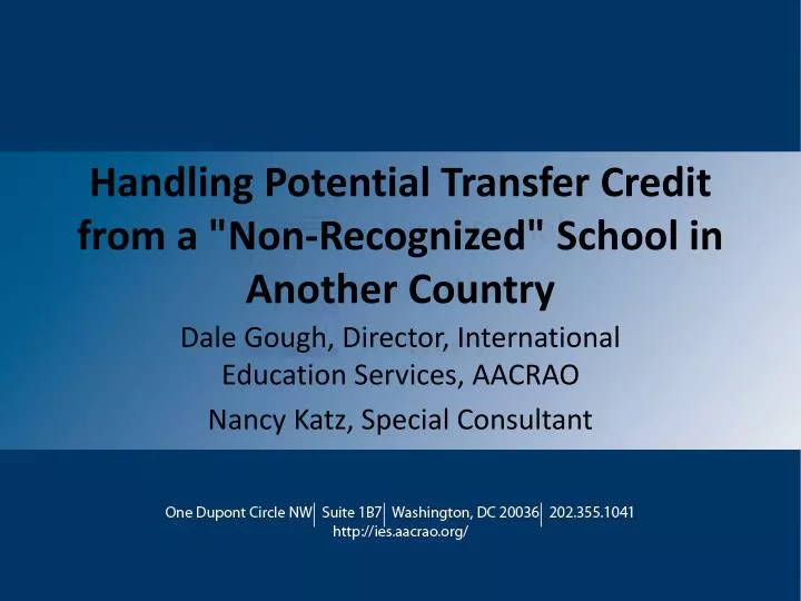 handling potential transfer credit from a non recognized school in another country
