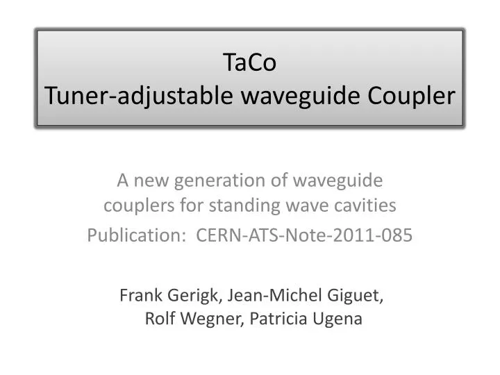 taco tuner adjustable waveguide coupler