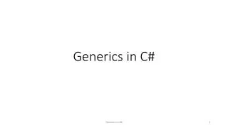 Generics in C#