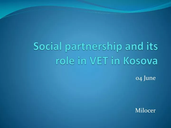 social partnership and its role in vet in kosova