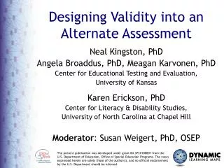 Designing Validity Into an Alternate Assessment