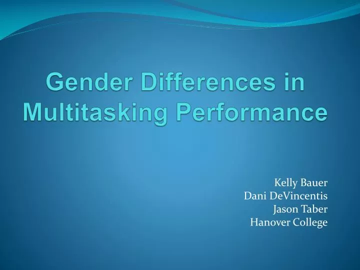 gender differences in multitasking performance