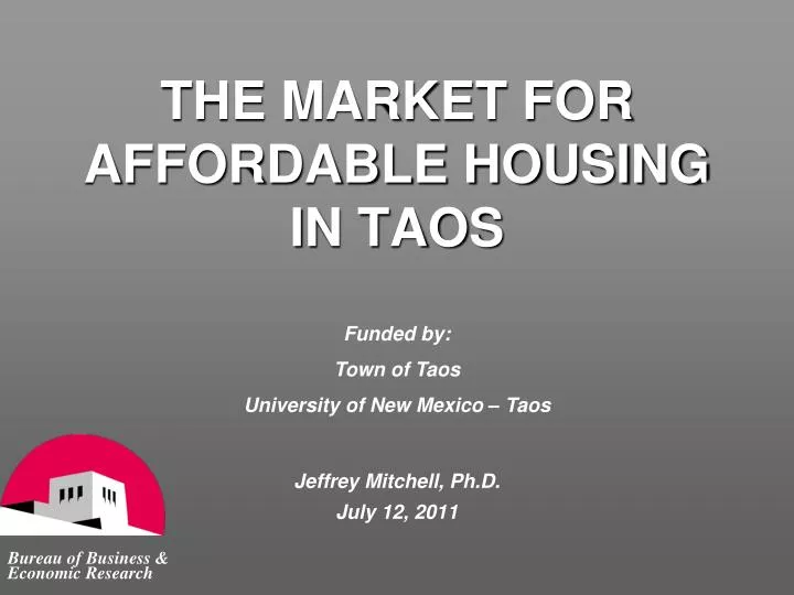 the market for affordable housing in taos
