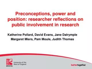 Preconceptions, power and position: researcher reflections on public involvement in research