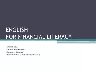 ENGLISH FOR FINANCIAL LITERACY